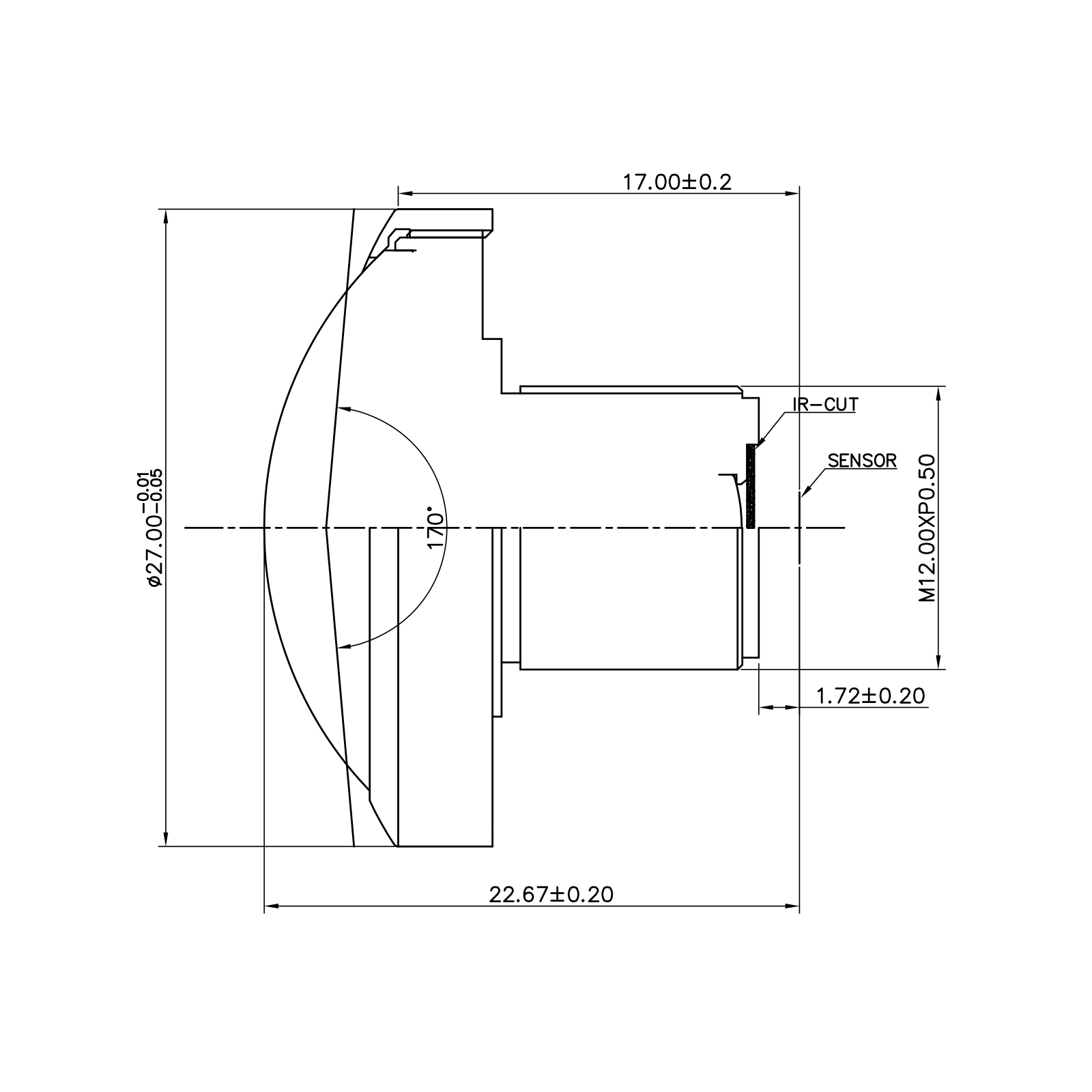 M12 Lenses 1/3 inch 42 Degree 8mm Focal Length Camera Lens